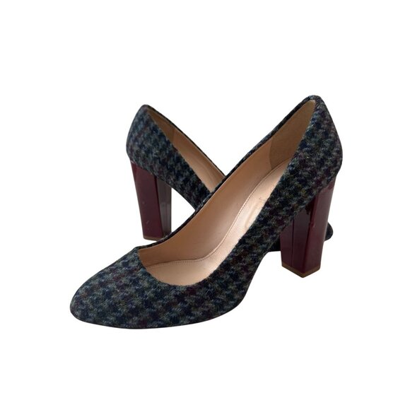 J CREW Collection Fall Wool Plaid Heels Size 9.5 - Picture 3 of 8